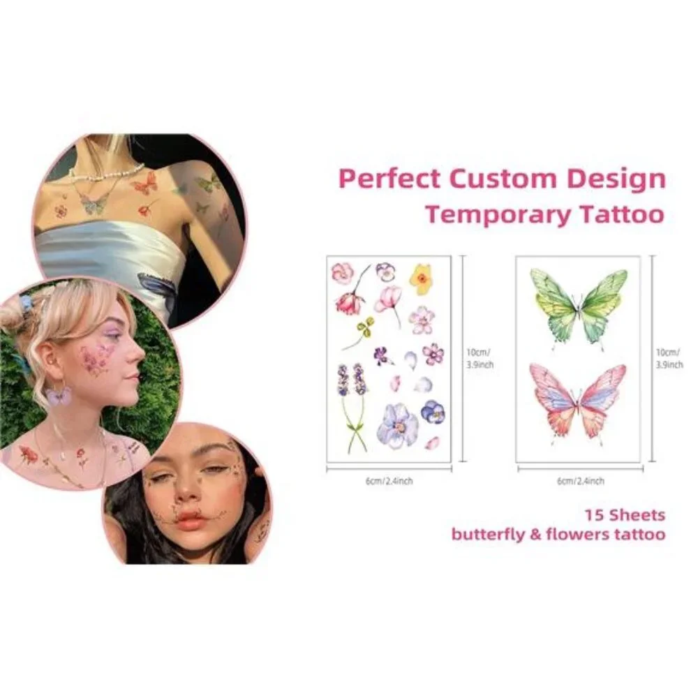 32 Sheets Face Temporary Tattoo, 20 sheets Glitter Metallic Freckle Tattoos
